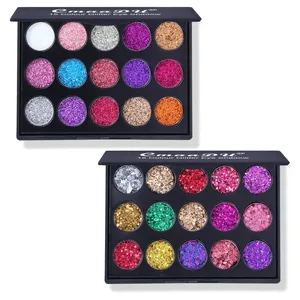 CmaaDu 15 Colors <b>Gold</b> Scallion Powder Diamond <b>Glitter</b> <b>Eyeshadow</b> Tray Shimmering Dazzling Universal Waterproof Easy to Color - Product Image 5