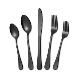 银器套装24件不锈钢平板餐具餐具用具套装包括刀勺和叉子洗碗机安全餐具