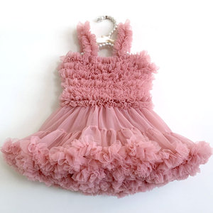 Vestidos de Tul Rosa al por Mayor, Diseños de Vestidos de Gasa con Volantes Suaves para Niñas, Vestido de Princesa para Fiestas - Product Image 5