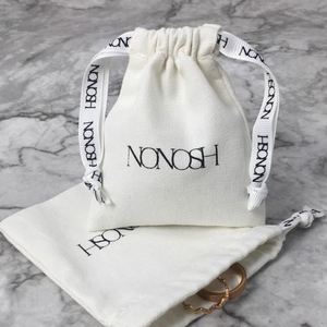 Customized Natural Color Packaging <b>Pouch</b> Reusable Eco Friendly Muslin Calico Canvas Cotton <b>Drawstring</b> <b>Pouch</b> for Jewelry - Product Image 5