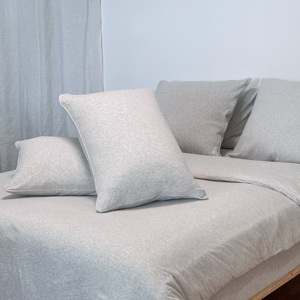 Wrinkle-Free Warm and Cozy <strong>Grey</strong> Colored Spun Yarn 100% Cotton Knitted with Deep Pocket <strong>Duvet</strong> <strong>Cover</strong> Fitted Sheet Set - Product Image 4
