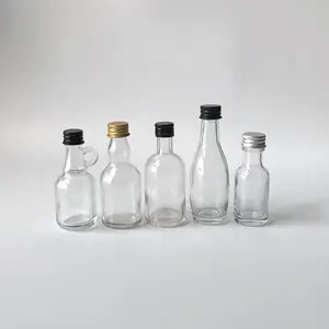 30ml 50ml Travel Pocket Empty Wine Small Glass Bottle Vanilla Extract Oil Vodka Tamper Proof Top
