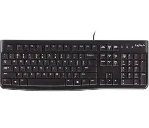 Logitech K120 Keyboard berkabel, 104 tombol USB 2.0 Ce Keyboard Plug-and-play Keyboard USB