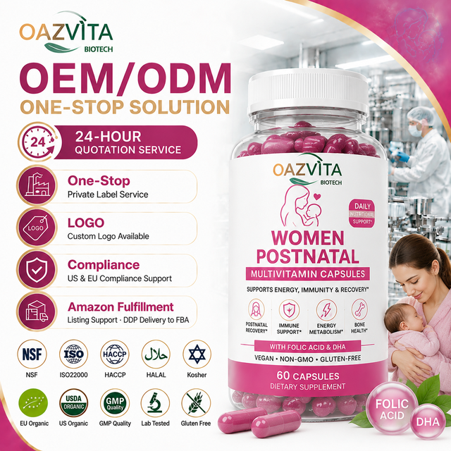 OAZVITA Women Postnatal Multivitamin Capsules Sport Energy Supplement Women Vegan Multivitamin Capsules with Folic Acid DHA