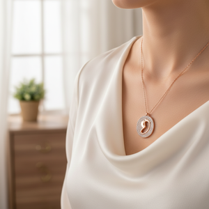 Colgante de plata 925 hecho a mano con diseño de huellas, joyería elegante y a la moda hecha a mano - Product Image 3