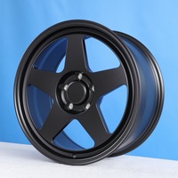 Rines de Aleación Forjados Personalizados en Negro Mate de 5 Brazos con Diseño Cóncavo para Camionetas, SUV, Wrangler, Tacoma, GMC