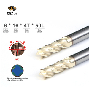 High Precision 16mm Carbide Milling Cutter OEM/ODM Customization 35 Helix Angle 4-Flute Tisin+X Coated Flat <strong>End</strong> <strong>Mill</strong> 50mm Length - Product Image 4