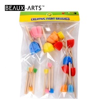 Lot de 20 tampons en mousse avec manche en bois pour enfants, ensemble de pinceaux en mousse pour peinture artistique