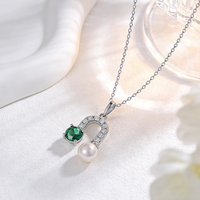 Collier de perles Moyu en argent 925 pour femme, design fer à cheval, incrustation de zircon, collier en argent 925