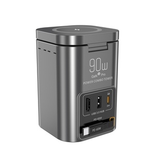 Station de charge 6-en-1 90W avec câble USB-C rétractable, chargeur sans fil magnétique pour plusieurs appareils, alimentation combinée USB C - Product Image 1