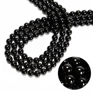 Cuentas de Ágata de Hoja de Bambú Natural YMJ de 4 mm, 6 mm, 8 mm, 10 mm, 12 mm, Piedra de Ónice Negro, Cuentas Redondas Sueltas de Ónice para la Fabricación de Joyas - Product Image 4