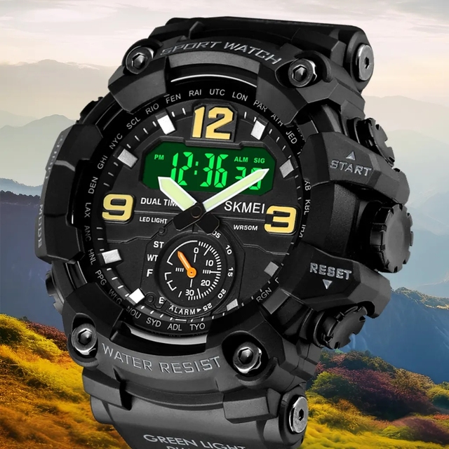 Skmei 1637 Hot Fashion Sports Electronic Watch for Men Shockproof LED Digital Watches Water Resistant Male Dual Time Wristwatch