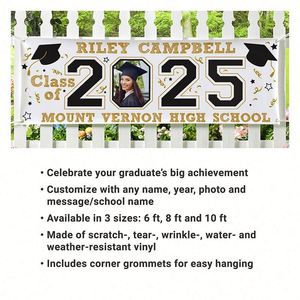 Personalized Graduation 2025 Vinyl <b>Banner</b> Printing Custom School Colors Photo Yard Signs Graduation Favors - Product Image 2