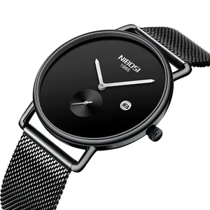 NIBOSI-Conjunto de relojes para hombre y mujer, de lujo, de negocios, resistente al agua, reloj de moda, de cuarzo, malla fina, 2365