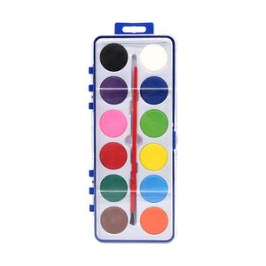 Juego de tablero de pigmento de <span class=keywords><strong>paleta</strong></span> de acuarela de pintura de 12 colores personalizado de alta calidad con pincel para estudiante - Product Image 1