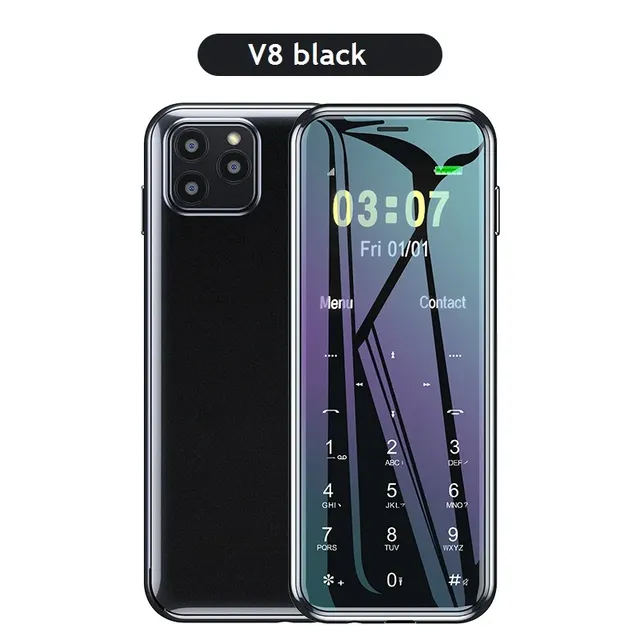 Newest V8 Ultra Thin Card Metal Body Mini Mobile Cell Phones Dual Sim Cards Dialer Anti-lost Touch Keyboard