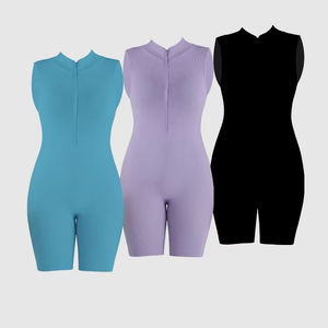 Aoyema Sportswear Combinaison de yoga une pièce sans couture Combinaison courte de sport côtelée à fermeture éclair Combinaison à séchage rapide - Product Image 1