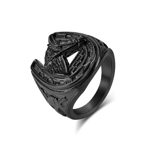 OAHLAN Großhandel Modeschmuck 20MM Vintage Style Pferdekopf und Fuß Design Titan Edelstahl Ringe für Männer - Product Image 3