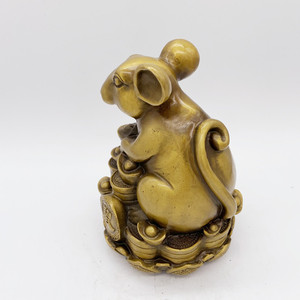 Regalo di compleanno all'ingrosso feng shui zodiaco rame bronzo ottone ratto statua per buona fortuna - Product Image 6