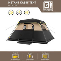 Tente portable à montage rapide avec protection contre la pluie et le vent, tente de camping de luxe pour le camping en famille et la randonnée