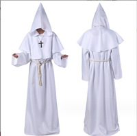 Adult Renaissance Priest Cosplay Kostüm Mittelalter liche Mönch Robe Kapuze Cowl Wizard Cape Retro Design für Halloween TV Dress-Up