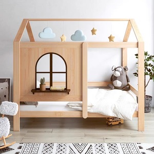 <span class=keywords><strong>Lit</strong></span> d'enfant simple superposé en bois massif <span class=keywords><strong>Lit</strong></span> <span class=keywords><strong>surélevé</strong></span> dans les arbres Facile à assembler avec fenêtre Style moderne - Product Image 2