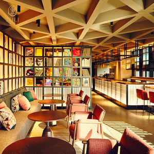 Project Supply Silla de salón de acero inoxidable de tela y mesa redonda Muebles de Bar de hotel para salón <span class=keywords><strong>social</strong></span> Moxy - Product Image 2