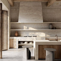 Dalle de travertin super blanche en pierre naturelle d'Italie pour panneau mural Carrelages de sol Comptoir de cuisine Villa Escalier Décoration de la maison