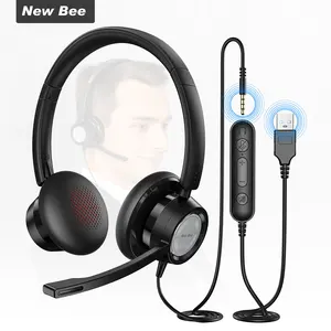 New Bee H362 Noise Reduction USB Wired Business Headset With Mic High-end Call Center Headphone For Computer