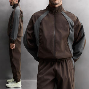 KIingSen Wholesale Men's Nylon Waterproof Embroidered Colorblocked zip <b>Jacket</b> Jogger Set <b>Reflective</b> <b>Running</b> Tracksuits - Product Image 2