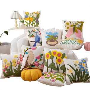 Chenille Embroidery Modern Hotel Birds 18 X18 Inches Square Sofa Decor Home Throw <b>Pillow</b> Back Covers - Product Image 2