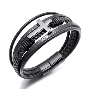 <span class=keywords><strong>Bracelet</strong></span> multi-tours pour hommes, breloque en cuir de vache, tressée à la main, en acier inoxydable, nouvelle collection 2020 - Product Image 4