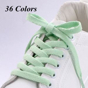 Lacets plats classiques unisexes pour chaussures de sport, en polyester solide, décoratifs, lacets plats décontractés et tendance - Product Image 2
