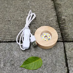 따뜻한 화이트 나무 라운드 모양 램프 USB Diy 사용자 정의 3D 환상 아크릴 Led 나무 테이블 밤 빛 램프 자료 디스플레이
