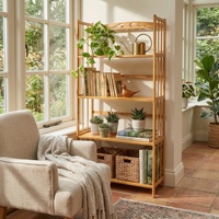 Estantería de Bambú de 4 Niveles, Moderna y Autoportante, para Sala de Estar y Dormitorio, para Jardineros de Interior