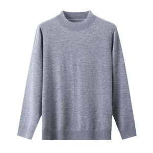 Custom OEM ODM Solid Knitted Half Collar <b>Pullovers</b> Washable Wool Cotton <b>Men</b> Sweater With Long Sleeves Knit - Product Image 1
