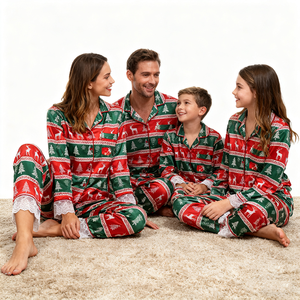 Conjunto de <span class=keywords><strong>Pijamas</strong></span> Navideños de Algodón Personalizados con el Último Diseño, <span class=keywords><strong>Pijamas</strong></span> Navideños <span class=keywords><strong>para</strong></span> Toda la <span class=keywords><strong>Familia</strong></span> - Product Image 1