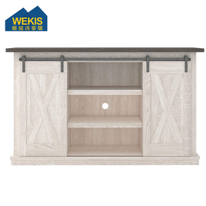 WEKIS legno porta fienile scorrevoli centro intrattenimento fattoria imbiancata grigio Media Console portaoggetti TV supporto - Product Image 1