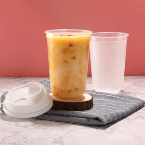 Vaso Desechable Personalizado de Fábrica 90-380/500/700U con Logotipo Impreso, en Forma de U, Transparente, Esmerilado, para Bebidas Frías y Calientes, con Tapa - Product Image 4