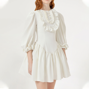 Mini abbigliamento ampio Jurk Vintage Wit abito personalizzato estivo biologico Boheme donna donna donna Hawaii cotone altalena bianco - Product Image 3