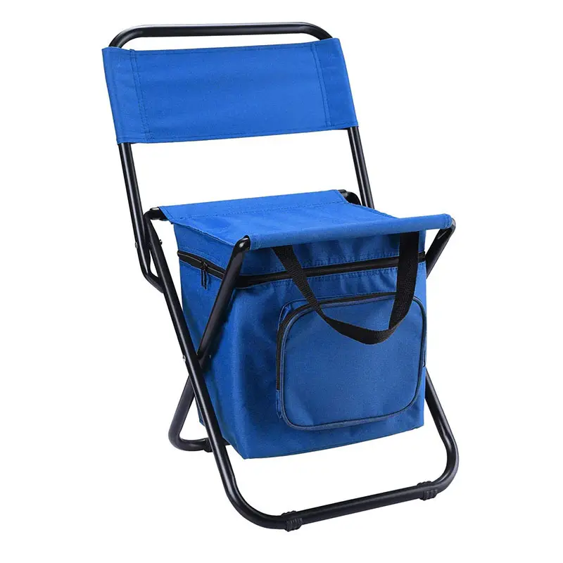 Mochila ligera y portátil para acampar, pequeña silla plegable impermeable con respaldo de tela Oxford con bolsa de refrigeración