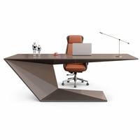 Escritorio Ejecutivo de Lujo para Oficina, Base Escultural con Corte de Diamante, Acabado en Laca Piano, Certificado E1, 8 Tamaños, Personalizable OEM