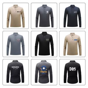 Custom Solid Color Anti-Wrinkle Embroidered Collar Spring Autumn Men's Cotton Pique Fabric Long Sleeve for Polo <b>Shirts</b> - Product Image 3