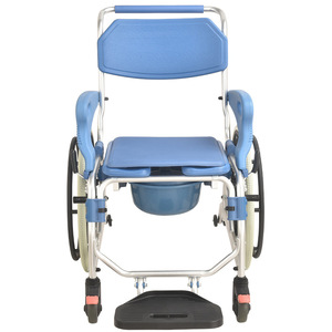 Chaise de toilette d'intérieur avec roulettes et accoudoirs rabattables pour personnes handicapées – Équipement de sécurité pour salle de bain - Product Image 1