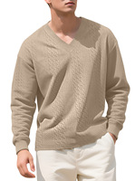 Pull décontracté en jacquard tricoté uni à col en V pour homme, coupe ample, manches longues, style automne, tendance Ins
