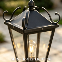 Lanterne vintage électrique d'extérieur étanche en aluminium galvanisé avec panneau en verre, lumière blanc chaud, pour villa, clôture, jardin