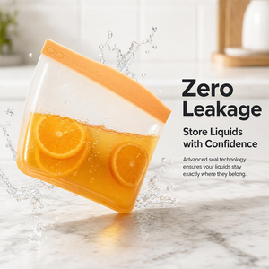 Sacs de conservation réutilisables pour légumes, en silicone alimentaire sans BPA, 900 ml, étanches, durables, pour une cuisine bien rangée et facile à nettoyer - Product Image 4