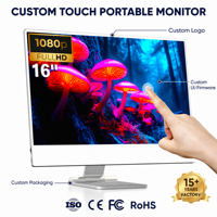 Moniteur portable ultra fin de 16 pouces, tactile, 1080P HDR, 99% SRGB, écran IPS, haut-parleur intégré, coque en alliage d'aluminium, détachable