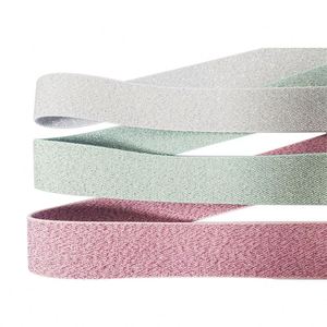 32MM /1.25 Inch Width Custom Design Green Lurex Glitter Polyester Thread Elastic Band <b>Webbing</b> Strap - Product Image 5