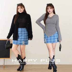 Mini-jupe taille haute à carreaux ornée de strass, motif quadrillé bleu, grande taille, mode féminine N7755 - Product Image 2